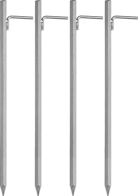 Obrázek produktu pro Zemní kotva 4 ks 50 cm s L-hákem z pozinkované oceli - robustní kolík pro bezpečné upevnění stanů, altánů a plachet - ideální pro pevný terén a kempování