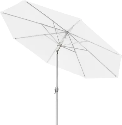 Produktbild von paramondo interpara Sonnenschirm, 3,5 m, rund, weiß, Gestell, silber knickbar, Kurbelbedienung, Alu-Mast & Air Vent | Balkonschirm & Gartenschirm | Kurbelschirm