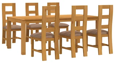 Immagine prodotto di vidaXL Set da pranzo, 7 pezzi, grigio, legno massello di quercia