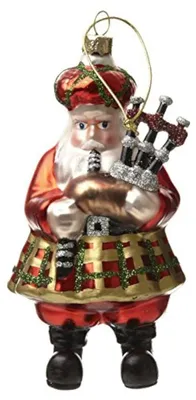 Glas-Weihnachtsmann mit Dudelsack, 14 cm, rot-weiß