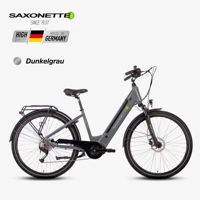 Produktbild von SAXONETTE E-Bike Deluxe Wave, 10 Gang, Mittelmotor, 418 Wh integrierter Akku, tiefeinsteiger, Elektrofahrrad, Trekkingrad (Ramenhöhe 50 , Grau)