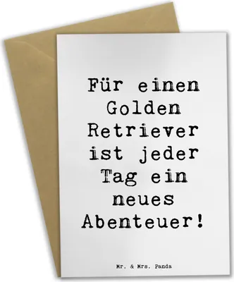 Produktbild von Mr. & Mrs. Panda babykarte Spruch Golden Retriever Abenteuer - Weiß - Geschenk, Grußkarte, intelligenter Hund, Hunderassen, Pflege, weihnachtskarten, Spielhund, Charakter