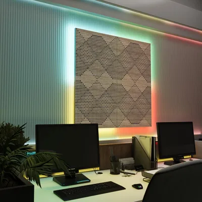 Zdjęcie produktu dla Zestaw 4 paneli akustycznych LED z podświetleniem RGB do systemu Echo Control | Panele dźwiękochłonne z podświetleniem | 4 sztuki WILDS – w zestawie | Sonoma