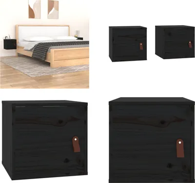 Obrázok produktu pre vidaXL Nástenné skrinky 2 ks čierne 31,5x30x30 cm z masívneho borovicového dreva - Nástenná skrinka - Nástenné skrinky - Nástenná skrinka z masívneho dreva
