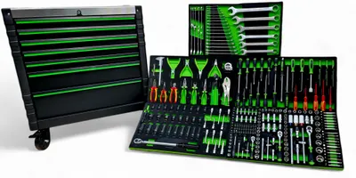 Produktbild von Werkstattwagen gefüllt 307-teilig, 7 Schubladen, Edelstahlplatte