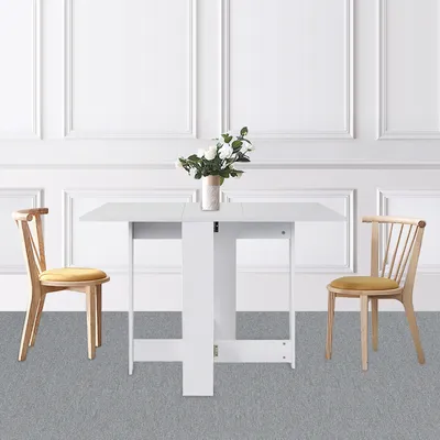 Produktbild von JEOBEST Esstisch, Holz, Weiß, 103x76x73.4cm, 4-6 Personen, Kofferfunktion, 2 Ablagen, Modernes Design