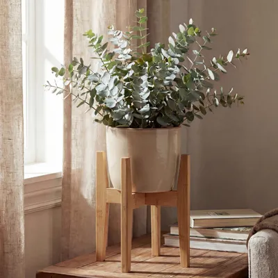 Immagine prodotto di Portavasi in bambù HWC-Q31, portavasi per fiori, portavasi regolabile 30x27-37 cm ~ naturale