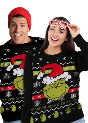Produktbild von The Grinch Weihnachtspullover Uni - Winter Strick Pullover Sweatshirt Ugly Christmas Sweater Weihnachten für Herren & Damen Schwarz XL