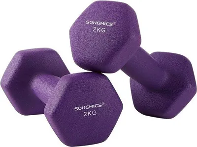 Obrázek produktu pro Sada dvou krátkých činek Unyqoos® – hexagonální ocelové, s neoprenovým povrchem, s protiskluzovou rukojetí pro posilování a fitness doma