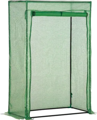 Produktbild von Gewächshaus Treibhaus mit aufrollbarer Tür 100x50x150cm aus Stahl und Kunststoff in Grün für Pflanzenpflege und Anzucht