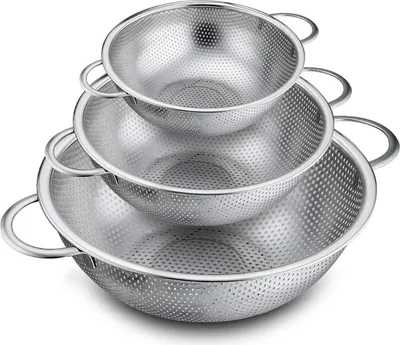 Obrázok produktu pre TEAMFAR Sada cedidiel z nehrdzavejúcej ocele s mikroperforovaným kuchynským sitkom Sada 3 cedidiel 16/22/28 cm