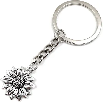 Image de Onwomania Porte-clés - "Tournesol Fleur Fleur" - Porte-bonheur en métal idéal comme cadeau par ex. pour le meilleur ami, la meilleure amie, maman