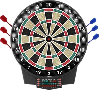 Produktbild von VEVOR Elektronische Dartscheibe, 393 mm E-Dartsboard mit 43 Spielen & über 320 Variationen für bis zu 8 Spieler, 6 Darts mit Flights & 50 Ersatz-Dartspitzen, Farb-LCD-Punkteanzeige
