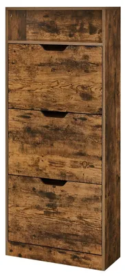 Obrázok produktu pre Skriňa na topánky s 3 dvierkami a jednou otvorenou policou | Hnedá | 60 x 24 x 139 cm