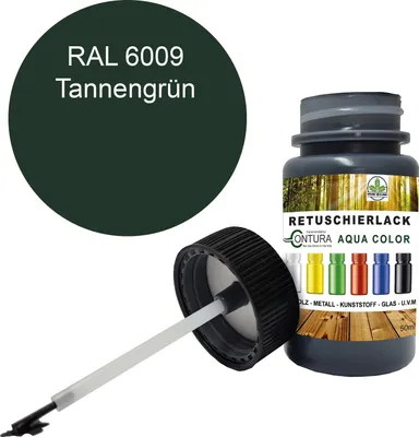 Produktbild von Reparaturlack Lackstift RAL Lack Pinselflasche 50ml. Farbe Holz Metall Möbel Auto Bad Retuschierlack - RAL 6009 Tannengrün