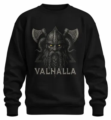 Imagen del producto de Sudadera uni con cuello redondo, diseño de guerrero vikingo, Valhalla, Odín, hacha, mitología nórdica, estilo berserker, color , talla XXL