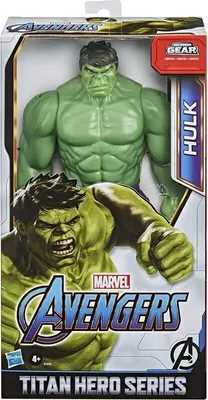The image shows the packaging of a Hulk action figure from the Marvel Avengers Titan Hero Series.