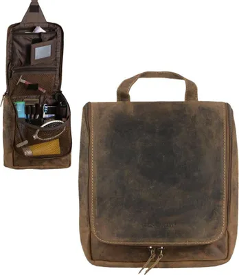 Produktbild von Greenburry Kulturtasche Kulturbeutel Leder Waschtasche braun Vintage 1735-25