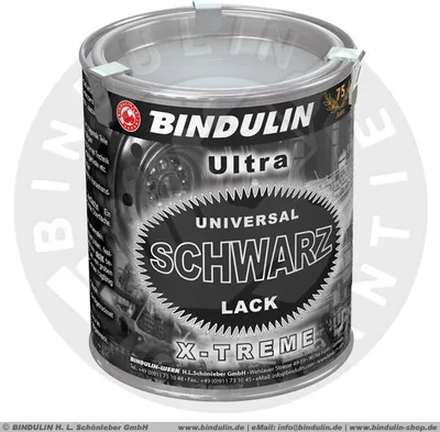 Produktbild von BINDULIN H.L. Schönleber GmbH Logo125 ml Universalschwarzlack Farbe: schwarz Schwarzlack matt-glänzend inkl. Pinsel