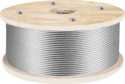 Productafbeelding van 316 Roestvrijstalen staalkabel, 500 voet lang, staalkabel met een diameter van 3/16 inch, staalkabel voor leuning en terrasconstructies, met een constructie van 1x19 draden, met een breeksterkte van 4700 lbs, geschikt voor trappen, leuningen en waslijnen