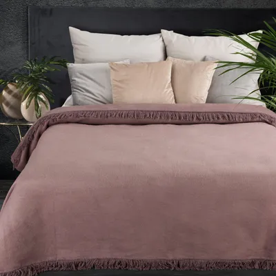 Zdjęcie produktu dla Koc akrylowy z frędzlami AKRYL7A 220x240 pudrowy