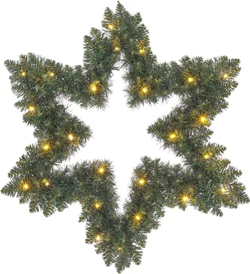Image de Black Box Trees Couronne de Noël Étoile avec lumières LED - Ø60 cm - Vert