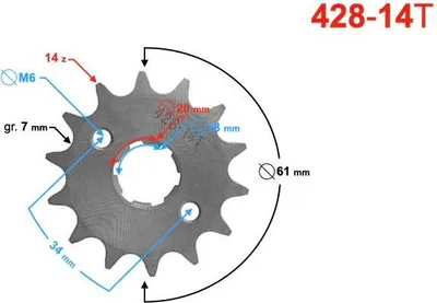 Produktbild von Moretti 14/428 Abtriebsritzel für TZ125