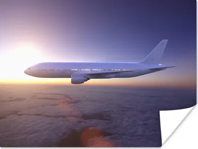 Produktbild von MuchoWow® Poster Ein Flugzeug über einem schönen Wolkenvorhang 120x90 cm - Wandbild