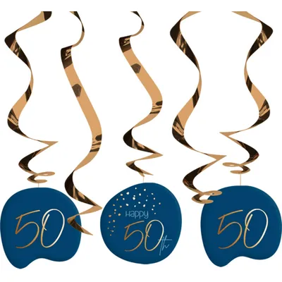 Produktbild von 5 Elegant Blue 50th Birthday Spiralhänger