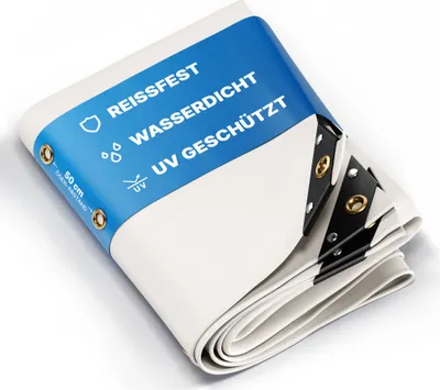 Produktbild von UMBRELLA® Abdeckplane 650 g/m² 4x6 m (24 m²) Weiß – 100 % wasserdicht, UV-beständig, reißfest, Messing-Ösen – für LKW, Holz, Pool & Garten