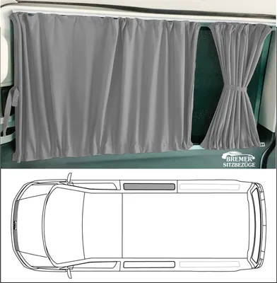 Produktbild von Maß Gardinen für VW T5 T6 T6.1 nur für Schiebetür in Grau