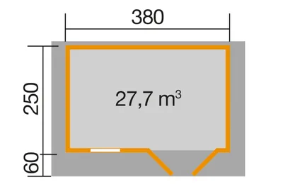 Produktbild von WEKA 111.3825.10.00 Premium Gartenhaus/Blockbohlenhaus Kempten 2 mit Vordach (60 cm)/Doppeltür/Einzelfenster ; Größe: 1 ; Farbgebung: Naturbelassen ; Wandstärke: 28 mm ; Maße (LxBxH): 380 cm x 310 cm x 262 cm ; Seitenwandhöhe: 210 cm