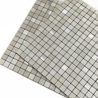 Selbstklebende Mosaik-Wandfliesen, Champagner Silber, 10 Stück