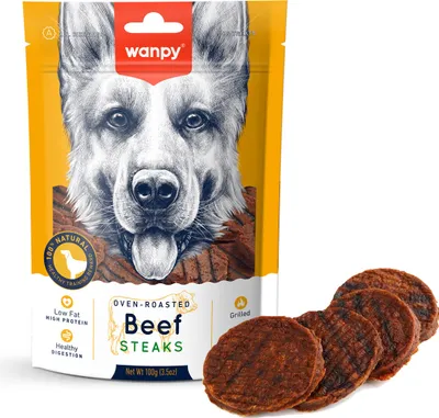 Produktbild von Wanpy Dog Snack Rindersteaks – 100 Gramm