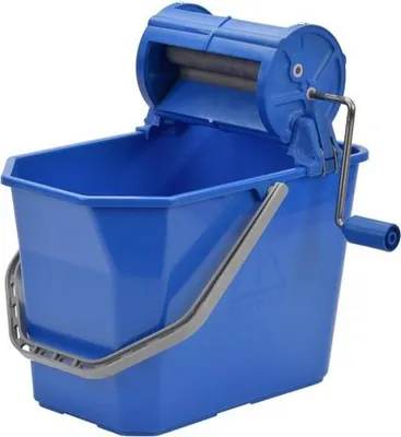 Produktbild von Professioneller Wischeimer mit Wringpresse - 15L - Robuster Abroller für Haushalt und Gewerbe