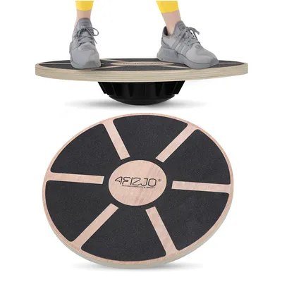 Produktbild von 4FIZJO Balance Board Holz, rund, Gleichgewichtstrainer, 38,5 cm, rutschfest, bis 120 kg für Fitness und Rehabilitation