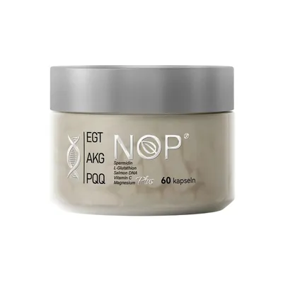 Produktbild von NOP PQQ EGT AKG Kapseln mit Vitamin C & Salmon DNA Formel