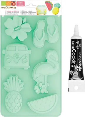 Produktbild von Kuchenförmchen aus Silikon Sommer + Icing schwarzen Stift