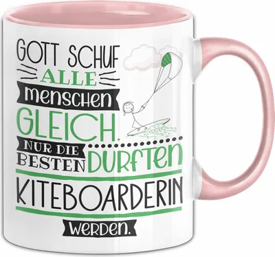 Produktbild von Kiteboarderin Geschenk Becher Tasse Gott Schuf Alle Menschen Gleich Nur Die Besten Durfeten Kiteboarderin Werden Geschenkidee Lustig (Rosa)