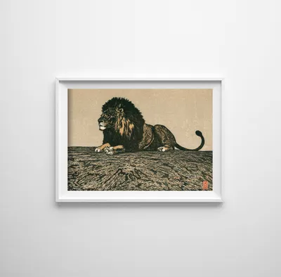 Produktbild von Poster - Canvas - Leinwand - 84,1 cm x 59,4 cm - Fotoposter - Leinwandkunst - Lion von Toshi Yoshida