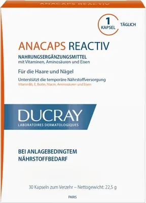Zdjęcie produktu dla DUCRAY Anacaps Reactiv kapsułki na włosy i paznokcie, 30 kapsułek