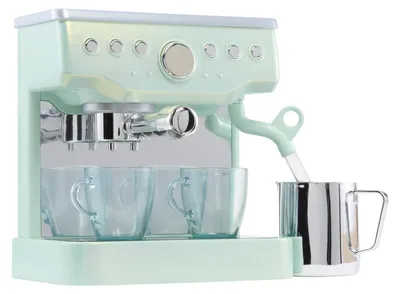 Immagine prodotto di Sweet Spaces: Macchina da caffè giocattolo verde menta con tazze e accessori. Attività a tema caffè per bambini dai 3 anni in su. Elettrodomestici: macchina per espresso