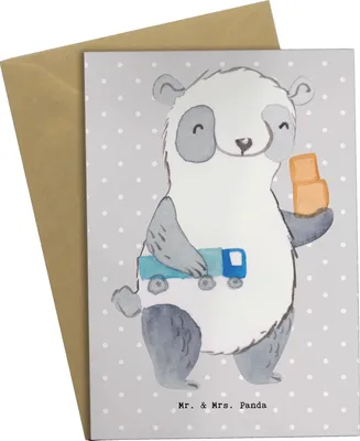 Produktbild von Mr. & Mrs. Panda Glückwunschkarte Speditionskaufmann Herz - Grau Pastell - Geschenk, osterkarten, weihnachtskarten, einladungskarten, osterkarte, Klappkarte