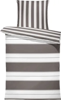 Produktbild von Bettwäsche Gestreift Streifen Modern Kuschelig Weiche Baumwolle Bettbezüge, Größe:135x200 cm, Farbe:Braun