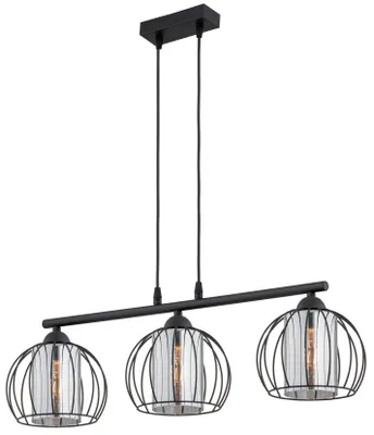 Produktbild von KAR-LIGHTING Pendelleuchte 3-flammig Schwarz, Metall – Hängeleuchte für Esszimmer & Küche, höhenverstellbar, E27-Fassungen