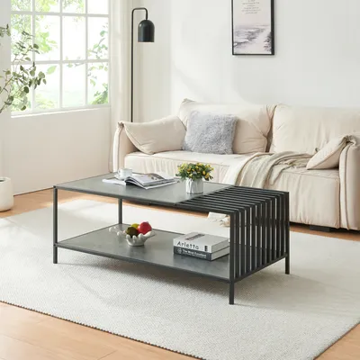 Produktbild von Couchtisch 'Pärghos' Wohnzimmertisch 120 x 60 x 45 cm Schwarz/Betonoptik