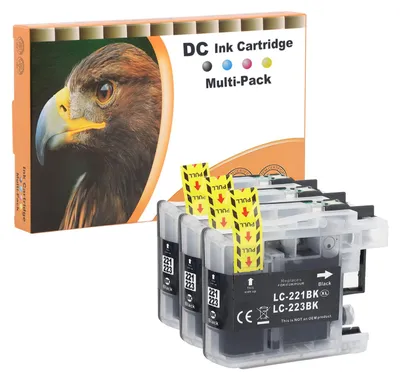 Image de Cartouches d'encre compatibles noir D&C 3X, compatibles avec les modèles Brother LC223Xl, LC223 XL, LC-223 XL, LC-223XL, pour les imprimantes Brother MFC-J5720DW, MFC-J680DW, MFC-J880DW, DCP-J4120DW, DCP-J562DW, MFC-J4120DW, MFC-J4420DW, J4420DW