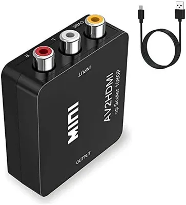 Produktbild von RCA HDMI Adapter - Scart auf HDMI Wii Adapter, Supports 720/1080P mit USB Ladekabel und Schutzhülle, für Nintendo, Xbox, PS2, PS3, PS4, TV, STB, VHS, VCR, Kamera, DVD