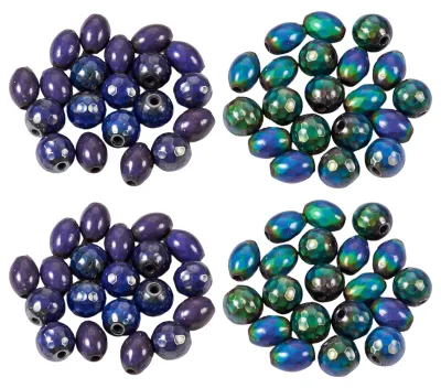 Stimmungskugeln 8 mm, 20 St., farbwechselnd, Blau/Lila, Oval/Rund