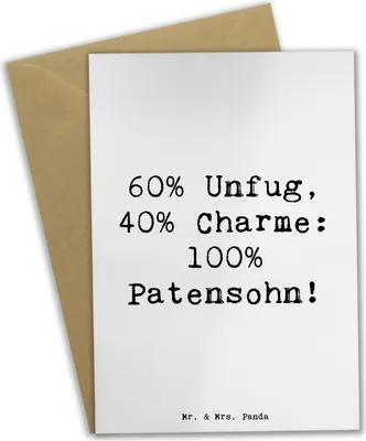 Produktbild von Mr. & Mrs. Panda Grußkarte Spruch Patensohn Charme - Weiß - Geschenk, Patenschaft, Familienleben, Geburtstage, Freude, Taufpate, osterkarten, dankeskarten, Jubiläen